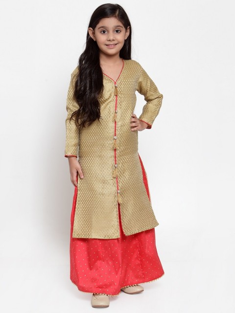 

Baani Creations Girls Beige & Orange Ready to Wear Lehenga &
