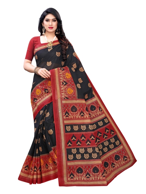 

KALINI Black & Red Printed Pure Cotton Saree