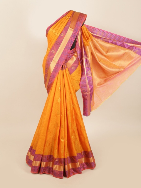 

Pothys Orange & Purple Woven Design Zari Silk Blend Saree
