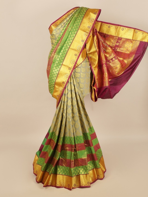 

Pothys Grey & Green Woven Design Silk Blend Saree
