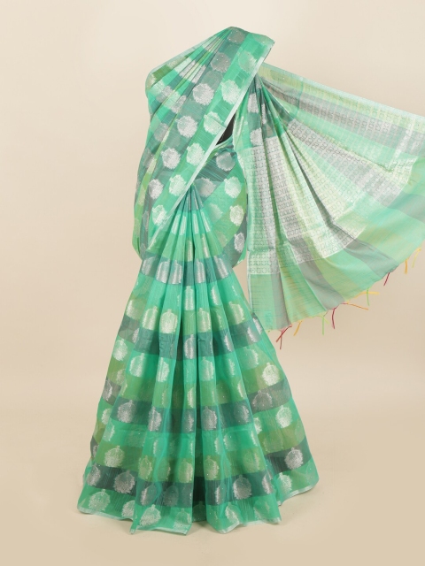 

Pothys Green & Grey Ethnic Motifs Saree