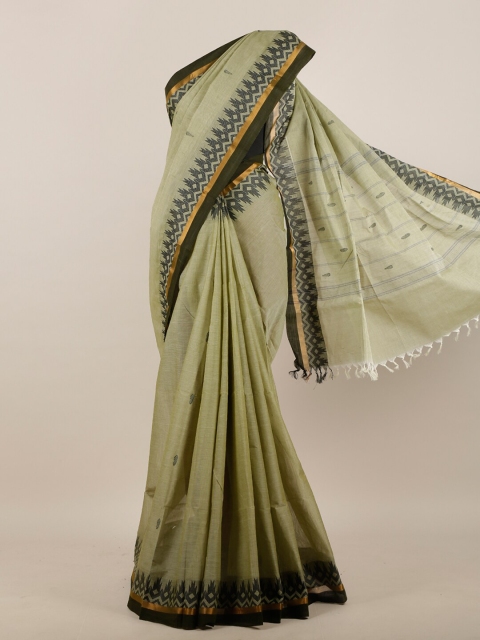 

Pothys Green & Grey Ethnic Motifs Zari Pure Cotton Saree