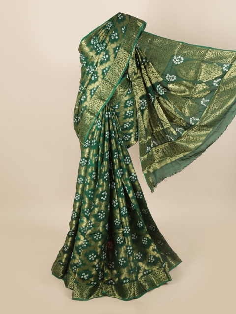 

Pothys Green & Gold-Toned Paisley Zari Art Silk Saree
