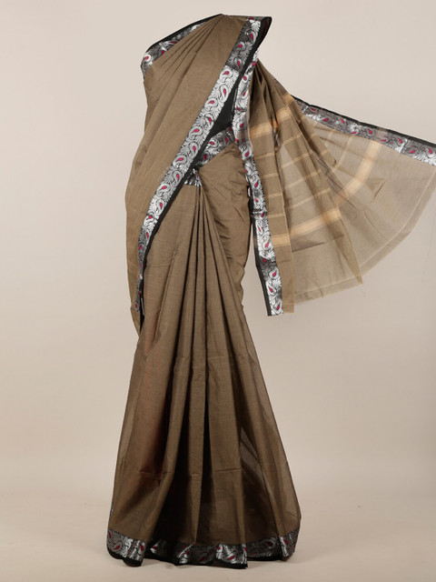 

Pothys Taupe & Silver-Toned Pure Cotton Saree