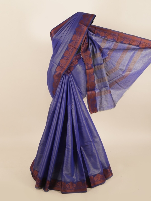 

Pothys Blue & Brown Cotton Blend Saree