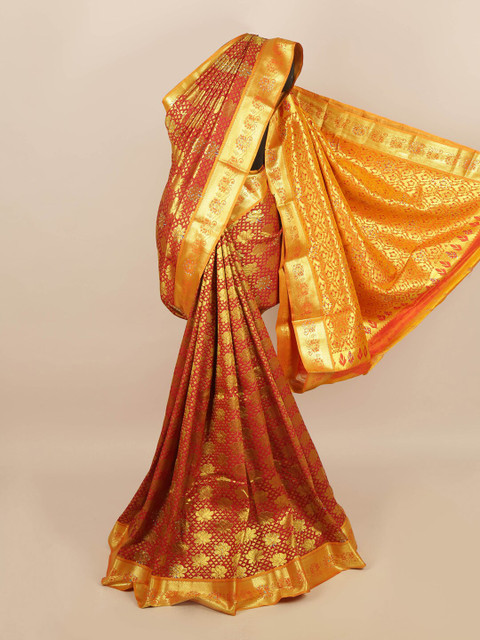 

Pothys Women Maroon & Gold Silk Blend Woven Designed Saree