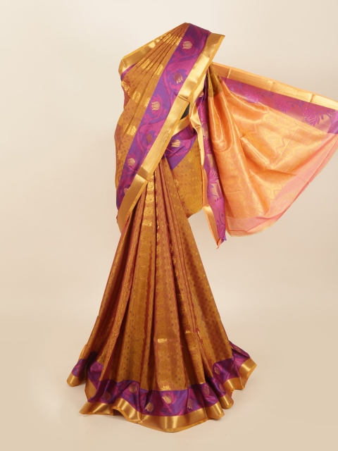 

Pothys Brown & Purple Floral Silk Blend Saree