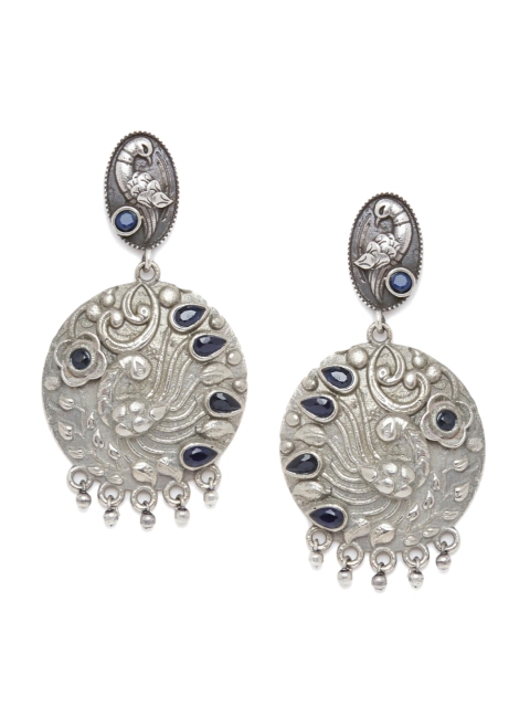

GloBox By ZeroKaata Silver-Toned Contemporary Drop Earrings