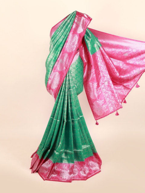 

Pothys Green & Pink Woven Design Jute Silk Saree