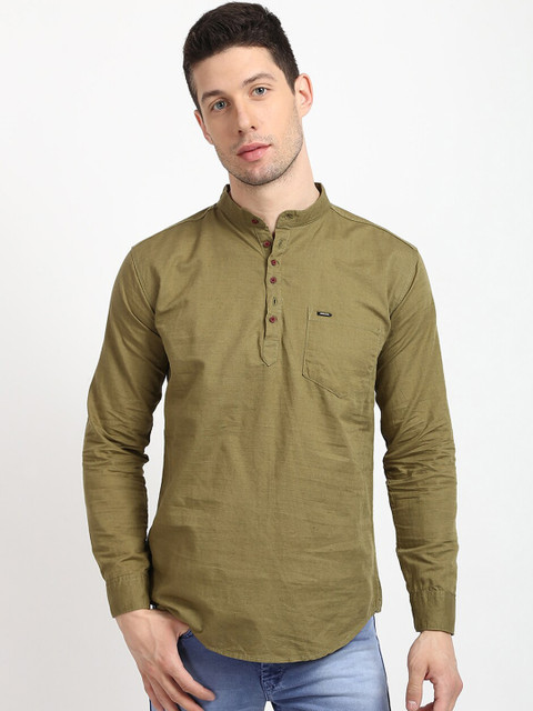 

V2 Value & Variety Men Green Thread Work Kurta