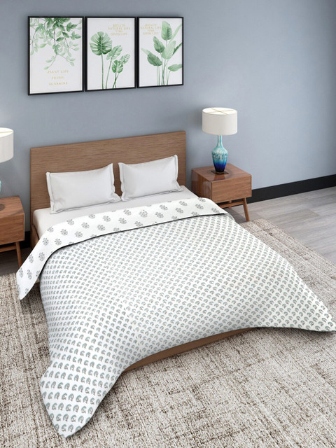 

Gulaab Jaipur White & Blue Hand Block Printed AC Room 350 GSM Double Bed Dohar