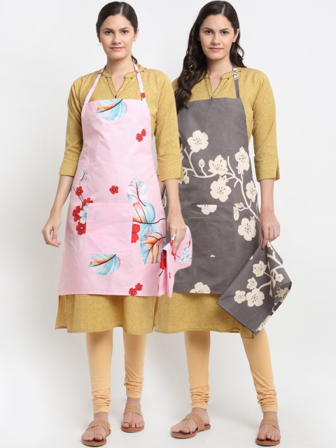 

NEUDIS Pack Of 2 Printed 210TC Aprons, Pink