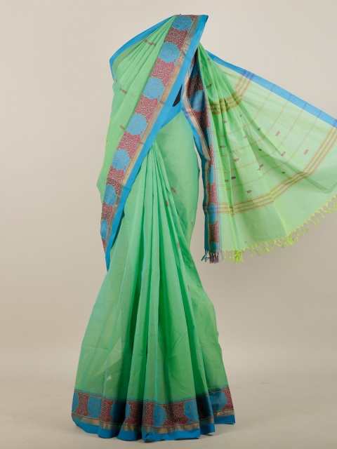 

Pothys Green & Turquoise Blue Woven Design Pure Cotton Saree