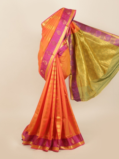 

Pothys Orange & Pink Woven Design Silk Blend Saree