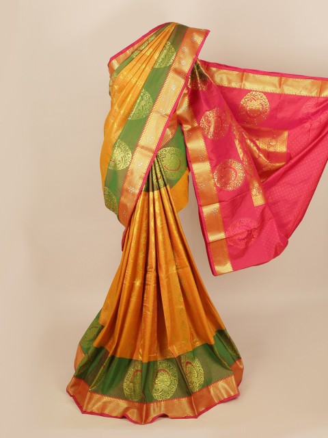 

Pothys Orange & Pink Ethnic Motifs Zari Silk Blend Saree