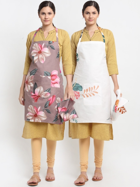 

NEUDIS Pack Of 2 Printed 210TC Aprons, Grey