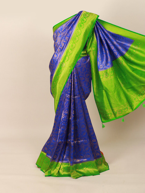 

Pothys Blue & Green Woven Design Silk Blend Saree