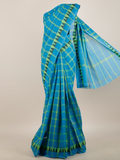 

Pothys Blue & Green Checked Pure Cotton Saree