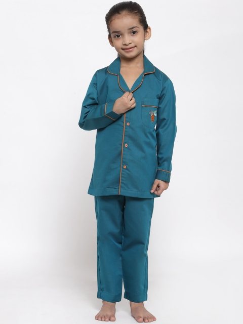 

MAXENCE Girls Teal & Orange Night suit
