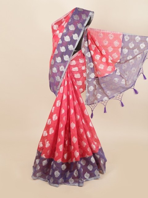 

Pothys Pink & Blue Woven Design Zari Saree
