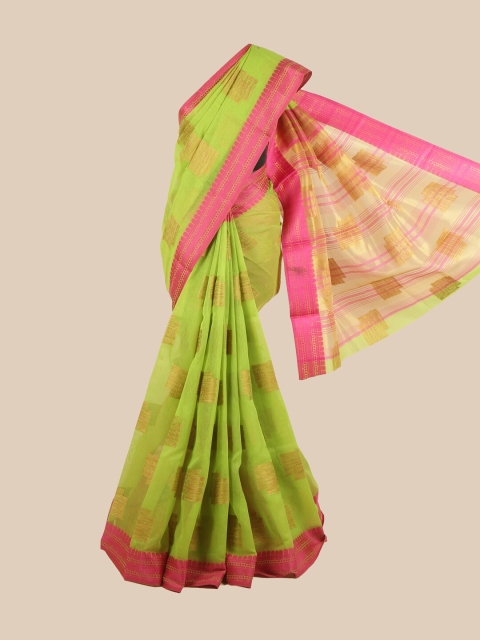 

Pothys Green & Pink Zari Woven Design Saree