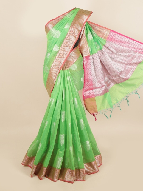 

Pothys Green & Pink Woven Design Zari Saree