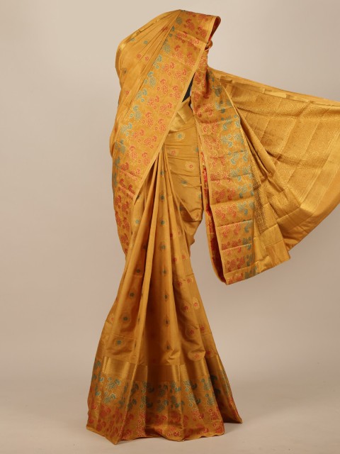 

Pothys Gold-Toned & Red Ethnic Motifs Zari Jute Silk Saree