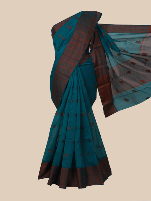 

Pothys Green & Brown Ethnic Motifs Saree