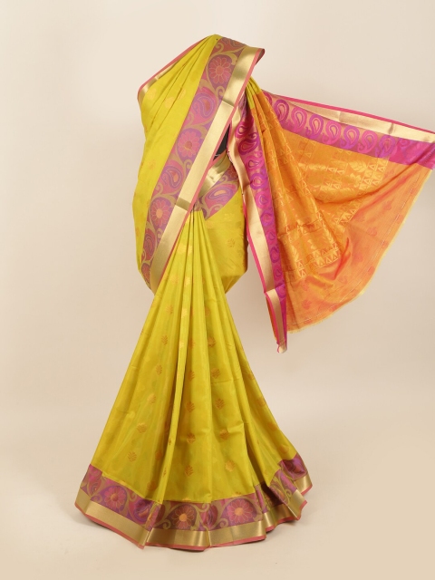 

Pothys Green & Pink Woven Design Zari Silk Blend Saree