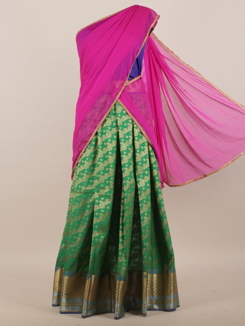 Pothys Pink & Green Ethnic Motifs Half and Half Saree