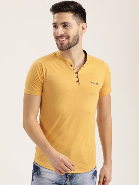 

V2 Value & Variety Men Mustard Yellow Thread Work Kurta