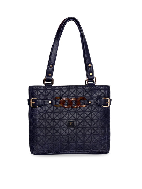 

ESBEDA Navy Blue Textured PU Structured Shoulder Bag