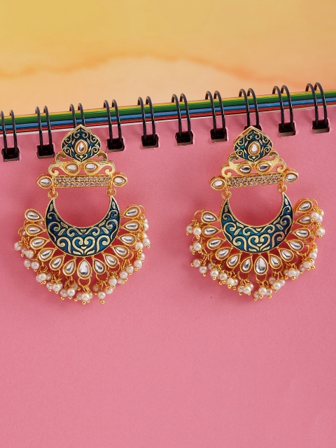 

GloBox By ZeroKaata Blue Gold-Plated Classic Chandbalis Earrings