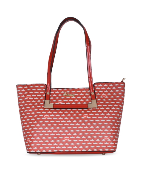 

ESBEDA Red Checked PU Oversized Structured Shoulder Bag with Quilted