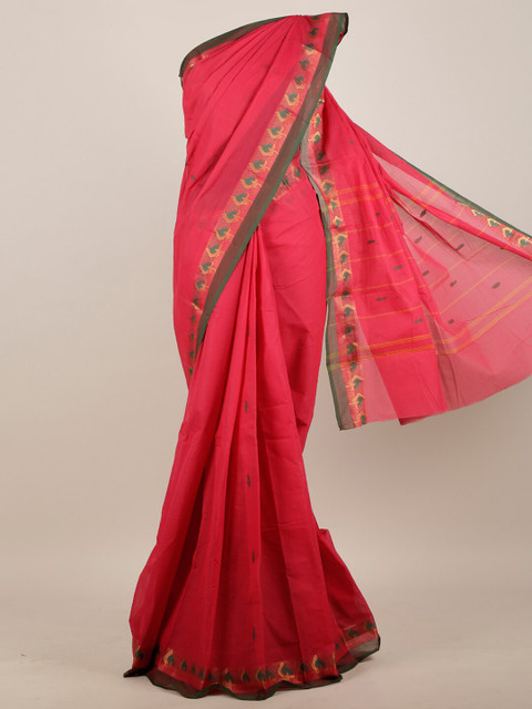 

Pothys Pink & Green Woven Design Pure Cotton Saree