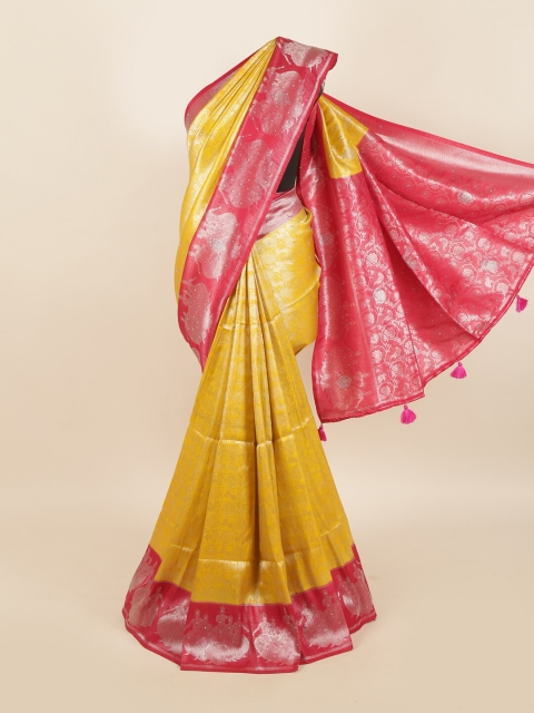 

Pothys Yellow & Pink Woven Design Jute Silk Saree