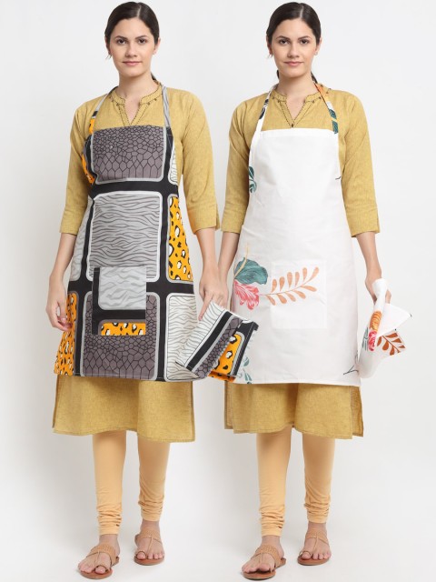 

NEUDIS Set Of 2 Printed 210 TC Aprons, Brown