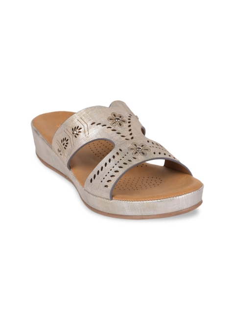 

Liberty Silver-Toned Textured Wedge Sandals with Laser Cuts