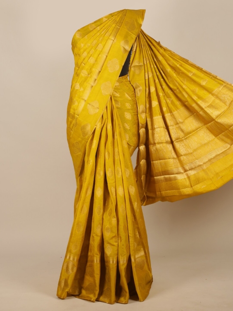 

Pothys Yellow & Gold-Toned Woven Design Jute Silk Saree