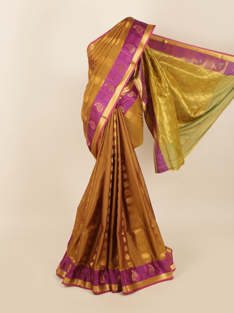 

Pothys Brown & Pink Woven Design Zari Silk Blend Saree
