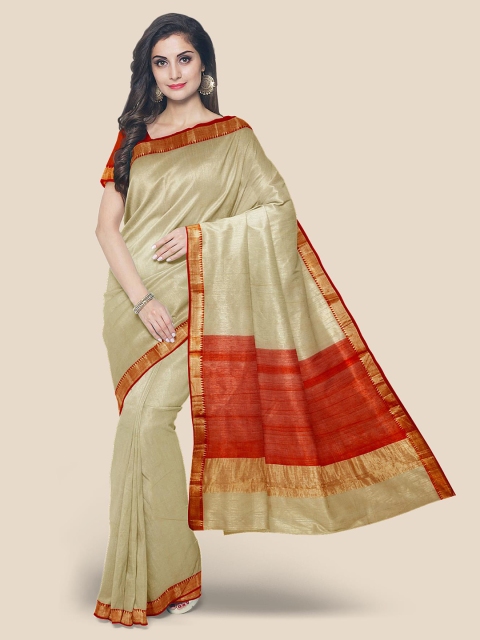 

Kalamandir Beige Zari Pure Cotton Mangalagiri Saree