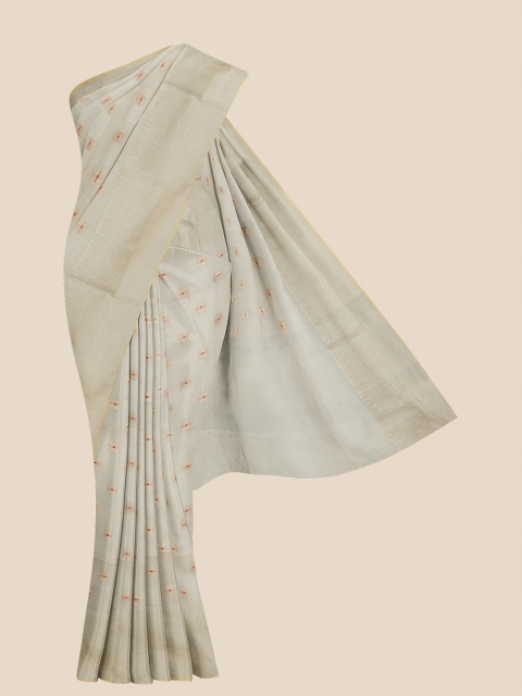 

Kalamandir Grey & Pink Floral Zari Chanderi Saree