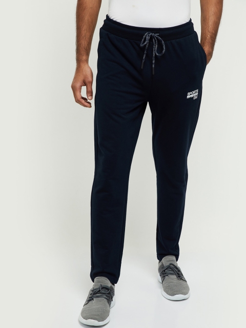 

max Men Navy Blue Solid Track Pants