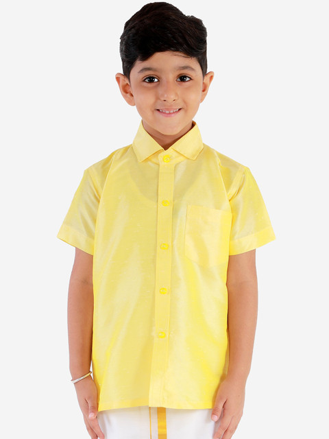 

JBN Creation Boys Yellow Silk Casual Shirt