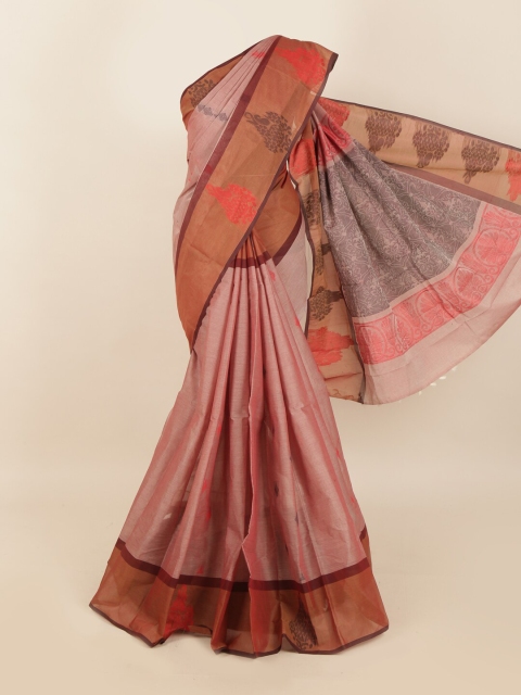 

Pothys Pink & Brown Ethnic Motifs Saree