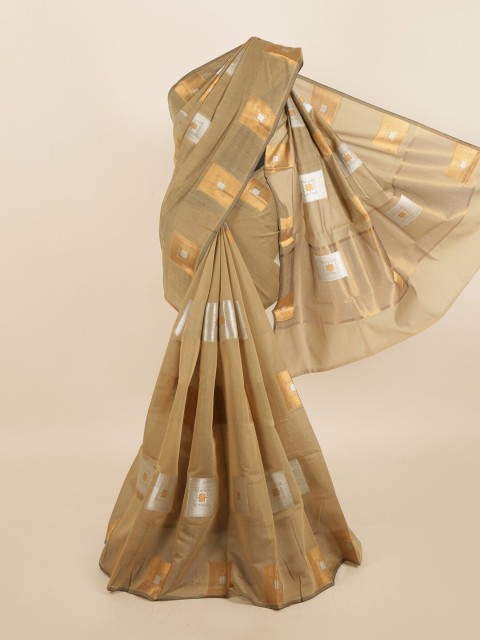 

Pothys Beige & Gold-Toned Jute Cotton Saree