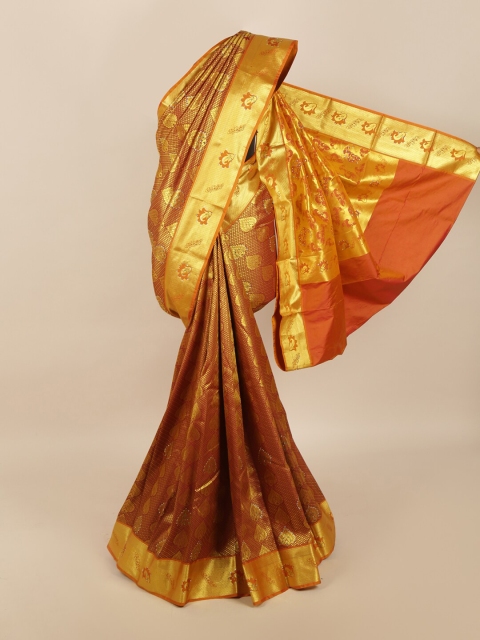 

Pothys Maroon Coloured & Gold Woven Design Zari Silk Blend Saree