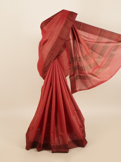

Pothys Maroon & Brown Cotton Blend Saree