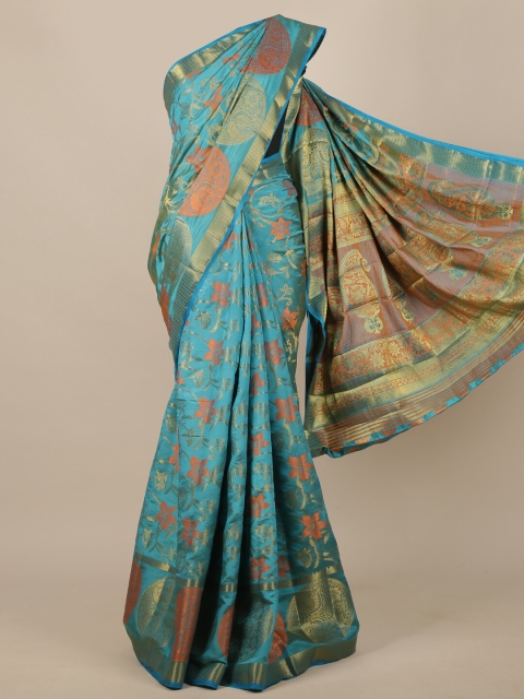 

Pothys Blue & Golden Ethnic Motifs Jute Silk Saree