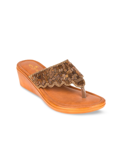 

Liberty Copper-Toned Embellished Wedge Sandals